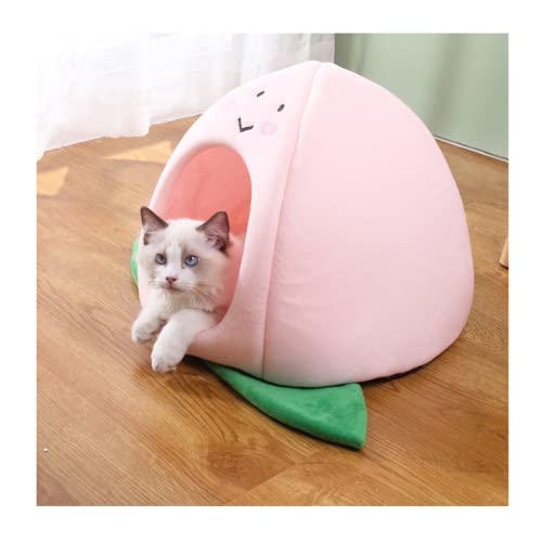 SSDHUA Katzennest, Pfirsich, Apfel, Zongzi-Form, Katzensofa, niedliches und bequemes Haustier-Katzenhaus, abnehmbares Nestkissen, geeignet für kleine Katzen und Hunde (Pfirsich, L) von SSDHUA