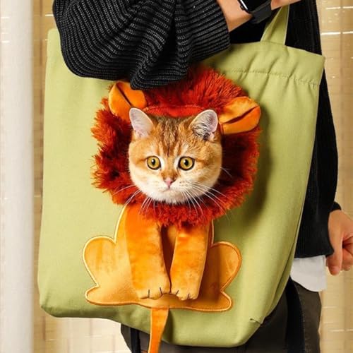 Haustier Canvas Umhängetasche Katzentrage Tragbare Brust Katze Tasche Outdoor Hund Tote Bag Reise Handtasche für kleine Katze Hund Tierbedarf (Grün, Groß) von SSFGSDGG