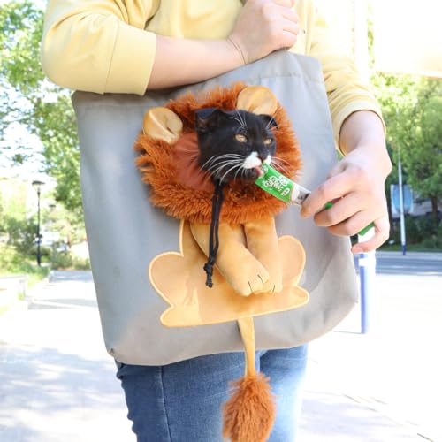 Haustier-Umhängetasche aus Segeltuch, tragbare Brusttasche, Katzentasche, Outdoor-Hunde-Tragetasche, Reisehandtasche für kleine Katzen, Hunde, Tierbedarf (dunkelgrau, groß) von SSFGSDGG