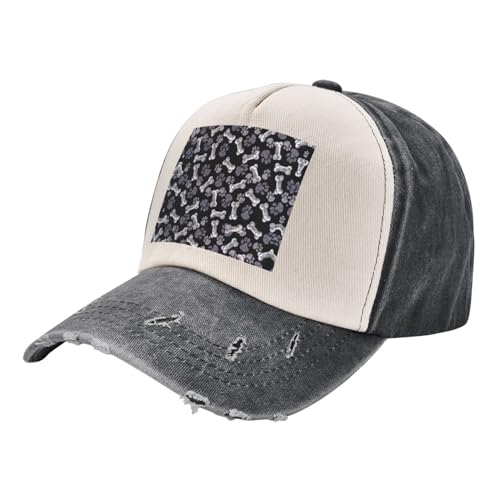 Stilvolle Baseballkappe mit Pfotenabdruck aus verblasstem Denim, Vintage-Stil, verleiht Ihrem Outfit einen Vintage-Touch von SSIMOO