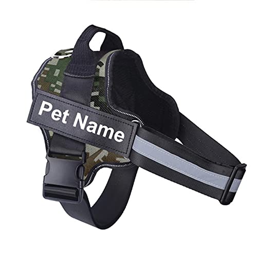 Dog Harness Reflective Patch Outdoor Walking Dog Supplies-Green Camouflage,M von SSJIA