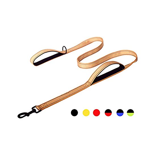 Dog Leashes Outdoor Travel Dog Training Chain Heavy Duty Double Handle Lead-Yellow,1.5M von SSJIA