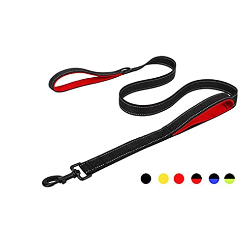 Dog Leashes Outdoor Travel Dog Training Chain Heavy Duty Double Handle Lead-red with Black,1.5M von SSJIA