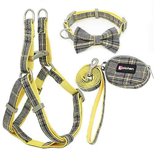 Soft Dog Harness und Leash Set Verstellbares Nylon Chihuahua Hundehalsband-Gelb, M-1,5 cm von SSJIA