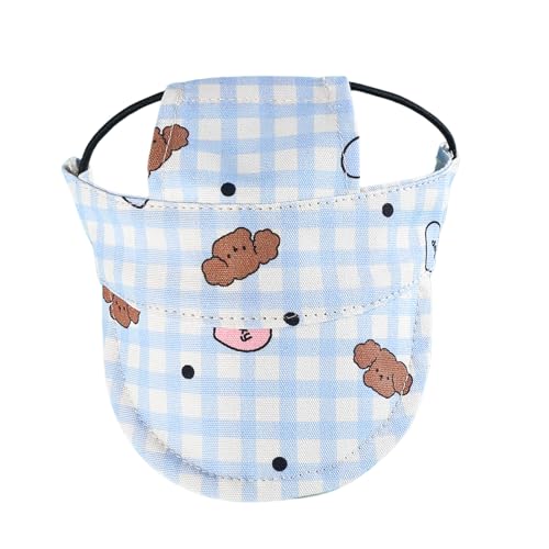 SSKHE Baseballkappe für Hunde mit Karomuster – mit Ohrlöchern, UV-Schutz, Sonnenhut für Hunde, verstellbarer Riemen und elastische Ohrlöcher, Outdoor-Sonnenschutzkappe für kleine, mittelgroße und von SSKHE