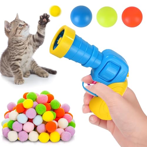 SSKHE Interaktives Katzenspielzeug – Ballwerfer mit 100 weichen Bommelbällen für Indoor-Katzenübungen und Training SSKHE Interaktives Katzenspielzeug – Ballwerfer mit 100 weichen Bommelbällen für Indoor-Katzenübungen und Training von SSKHE