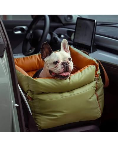 Hundesitz Auto Reisepolster Vintage Denim Patchwork Hund Haustier Auto Für Sitzbett Mit Schnalle rutschfeste Unterseite Verstellbares Umhängeband(Abyss Blue) von SSUYGF