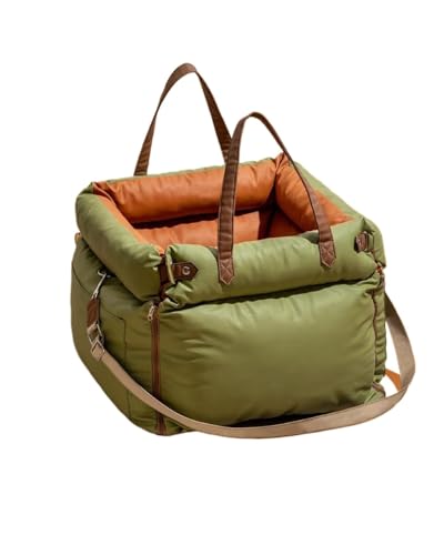 Hundesitz Auto Reisepolster Vintage Denim Patchwork Hund Haustier Auto Für Sitzbett Mit Schnalle rutschfeste Unterseite Verstellbares Umhängeband(Orange Green) von SSUYGF