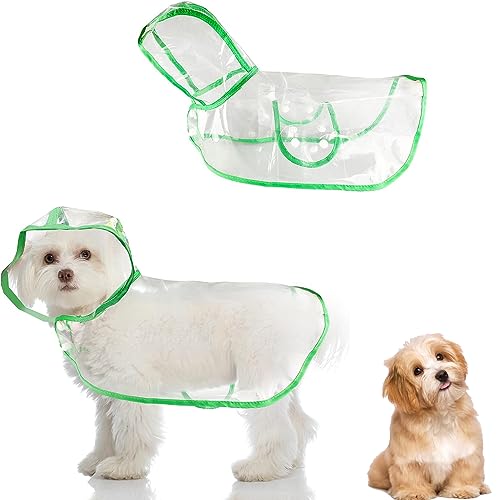 SSyang Regenmantel für Hunde, Wasserdicht Hund Regen Poncho Hoodie, Hunderegenmantel,Verstellbar und Leicht zu Tragen, Regen- und Winddicht, für Kleine Mittelgroße Hundekatzen (Grün,M) von SSyang