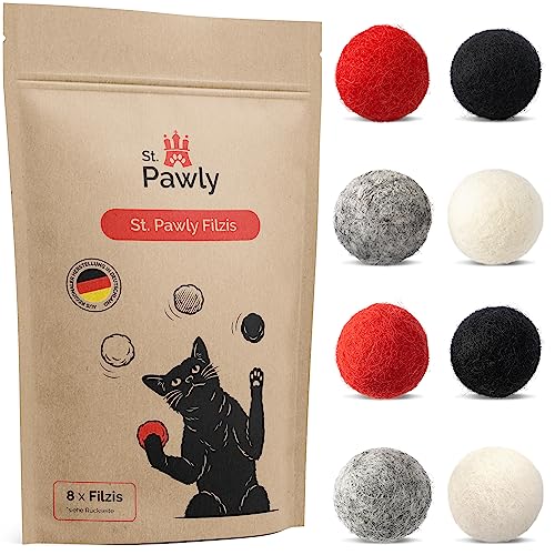ST.PAWLY® Filzis - Katzenspielzeug - Filzbälle Katzen - Selbstbeschäftigung - nachhaltiges Spielzeug für Katzen - Katzenball interaktiv - 100% Schafwolle - Katzenspielzeug Natur von ST. PAWLY