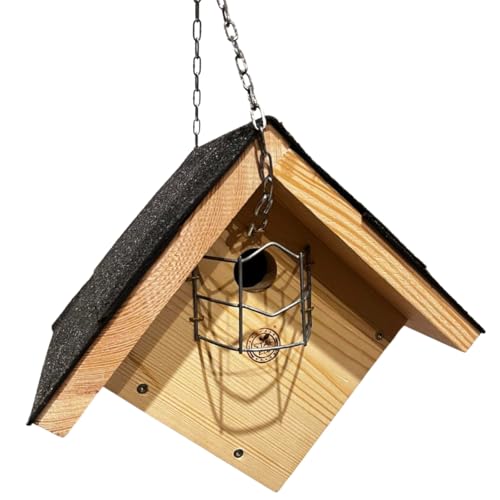 STAFECO Nistkasten Meisen für Blaumeisen und Kohlmeisen und ähnliche Vögel mit Dachpappe und Kratzschutzgitter Meisennistkästen zum Aufhängen Vogelhotel 28mm von STAFECO