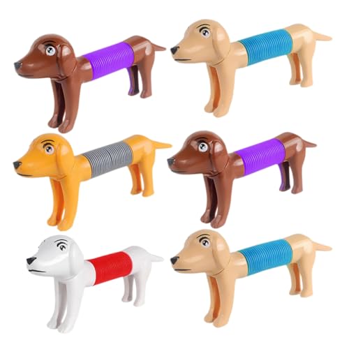 STAHAD 6 Stück Stressabbauendes Hundespielzeug Pop Tube Sensorisches Spielzeug Wiederverwendbar Dehnbares Spielzeug Pop Tube Spielzeug Für Design Pop Tube Spielzeug Cartoon Pop von STAHAD