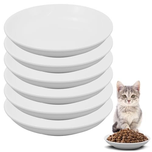 6 Stück Katzenfutternapf, Keramik-Katzennäpfe, Anti-Schnurrhaar, Müdigkeit, Katzennapf, 14 cm, flache, breite Kätzchenteller für Futter und Wasser (weiß) von STAOVA