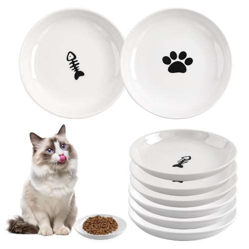 Katzenfutternapf, Keramik-Katzennäpfe, Anti-Schnurrhaar-Müdigkeit, flache breite Kätzchen-Teller für Futter und Wasser, 14 cm Kätzchen-Näpfe, niedliches Katzen-Futternapf-Set, Katzenpfote + Katzenfutternapf, Keramik-Katzennäpfe, Anti-Schnurrhaar-Müdigkeit, flache breite Kätzchen-Teller für Futter und Wasser, 14 cm Kätzchen-Näpfe, niedliches Katzen-Futternapf-Set, Katzenpfote + von STAOVA