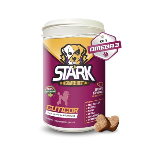 Stark Cuticor Nahrungsergänzungsmittel für Hunde mit Omega-3, Biotin, Zink, Kollagen und Vitamin C+E, reduziert Juckreiz, Reizungen und Haarausfall, 60 Leckerlis 180 g Stark Cuticor Nahrungsergänzungsmittel für Hunde mit Omega-3, Biotin, Zink, Kollagen und Vitamin C+E, reduziert Juckreiz, Reizungen und Haarausfall, 60 Leckerlis 180 g von STARK