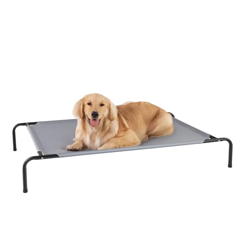 STARLATTA Erhöhtes Hundebett für große Hunde, erhöhtes Hundebett, kühlend, wasserdicht, mit waschbarem, atmungsaktivem Netz, kaufest, grau, 127 cm von STARLATTA
