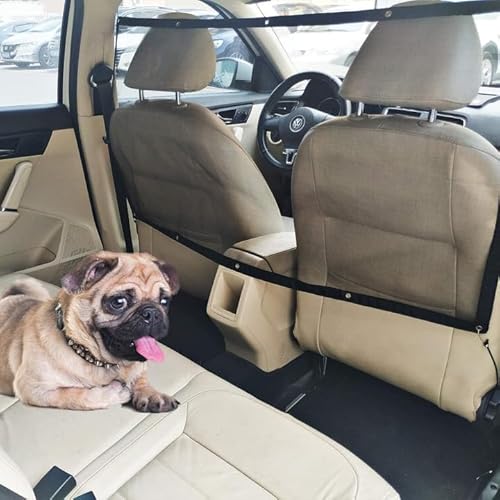 STARROAD-TIM 110 x 60 cm Hunde-Auto-Barriere für Haustiere, Rücksitz, Netz, Trennnetz für Hunde, mit verstellbarem Seil und Haken, geeignet für SUV-Pickup und kleine Autos von STARROAD-TIM