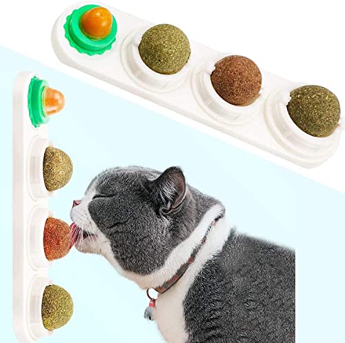STARROAD-TIM Katzenminze Wandball Katzenminze Spielzeug für Katzen Zähne sauber essbar rotierende Katzenminze Bälle gesunde natürliche Katzenleckerli (Weiß) von STARROAD-TIM