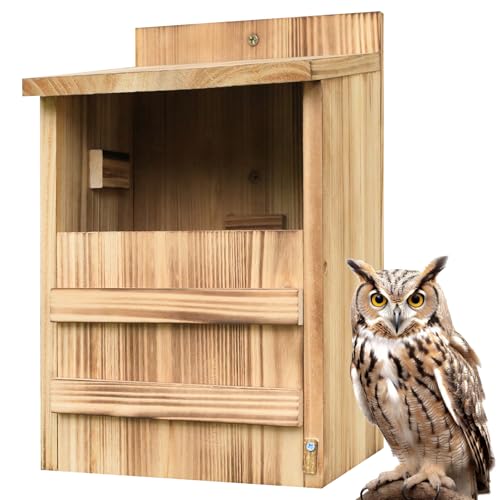 STARSWR Eulenhaus für den Außenbereich, kreischender Nistkasten, Säge, Wetzkasten, großes Vogelhaus für draußen, großes Holz, rechteckige Öffnung, Vogelbox von STARSWR