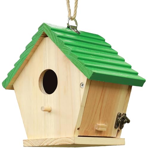 Vogelhaus für den Außenbereich, hängendes Vogelhaus, Kardinäle, Vogelhaus aus Holz mit grüner Oberseite von STARSWR
