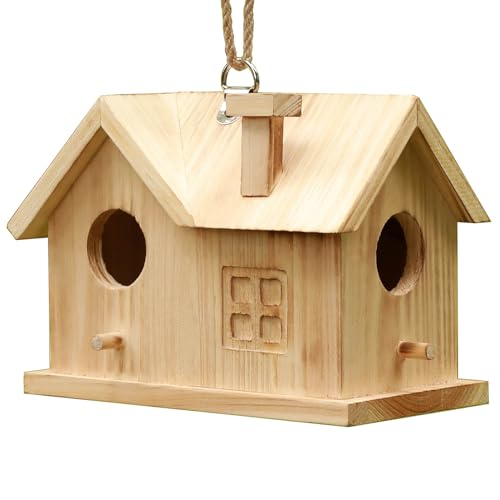 Vogelhaus für den Außenbereich, hängendes Vogelhaus für draußen, unlackiertes Vogelhaus aus Holz zum Bemalen, geschützter, warmer Ort für kleine Vögel, Bluebird-Haus, leicht zu reinigen von STARSWR