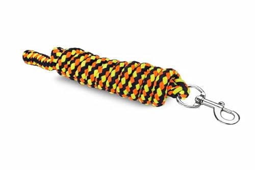 Führstrick Pferd Panikhaken oder Karabinerhaken Start Soft 2m, Strick Pferd, Führstrick Pferd Karabiner, Anbindestrick Pferd, Pferdestrick (Schwarz/Neonorange/Neongelb, Karabinerhaken) von START ENJOY THE RIDE