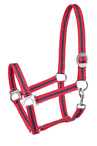 Halfter für Pferde Start Economic Pferdehalfter - Verstellbares Halfter Pferd, Stallhalfter Pony, Vollblut, Warmblut (Rot/Dunkelblau, Pony) von START ENJOY THE RIDE