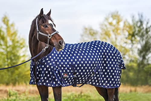 Start Fliegendecke für Pferde mit Halsteil & Bauchlatz – Atmungsaktive Ekzemerdecke | Insektenschutz Sommerdecke für Kaltblut & Warmblut (Dunkelblau/Weiß, 115 cm) von START ENJOY THE RIDE
