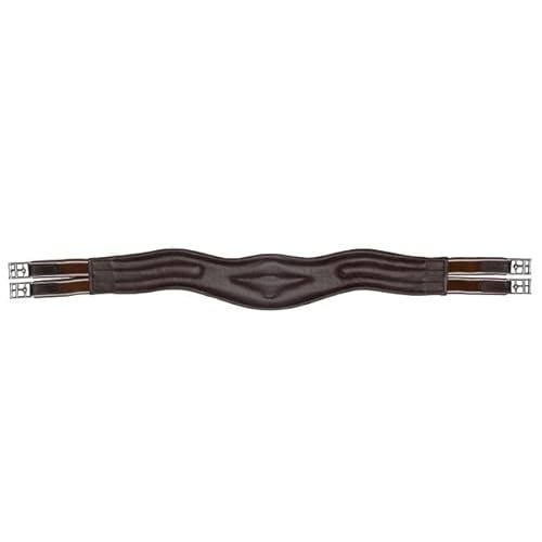Sattelgurt aus Leder Start Anatomischer, elastischer, anatomisch geformter, vielseitiger Lederkragen, Kurzgurt für Pferde, Reitgurt, Vielseitig, Langgurt schwarz und braun (110 cm, Braun) von START ENJOY THE RIDE