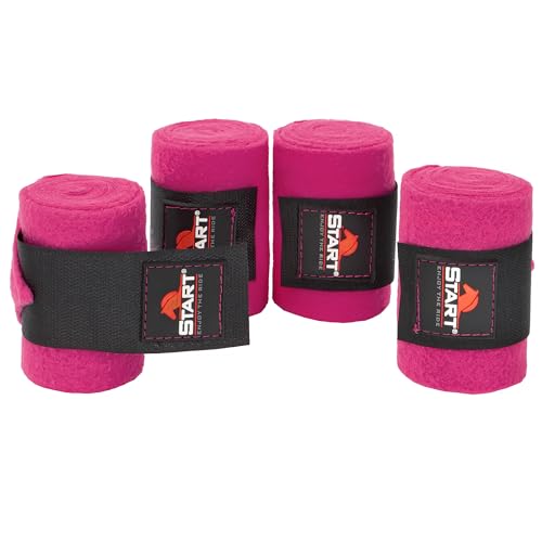 Start Fleecebandagen Pferd 4er Set – Elastische Bandagen mit Klettverschluss & Aufbewahrungstasche – Ideal für Training & Stall (100 cm, Rosa) von START ENJOY THE RIDE