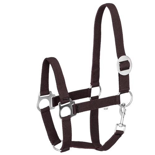 Start Economic Halfter für Pferde – Verstellbares Nylon-Stallhalfter mit Karabiner – Robust & Komfortabel – Weiches, schmutzabweisendes Material (Dunkelbraun, Full (Warmblut)) von START ENJOY THE RIDE
