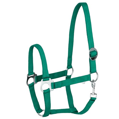 Start Economic Halfter für Pferde – Verstellbares Nylon-Stallhalfter mit Karabiner – Robust & Komfortabel – Weiches, schmutzabweisendes Material (Grün, Cob (Vollblut)) von START ENJOY THE RIDE