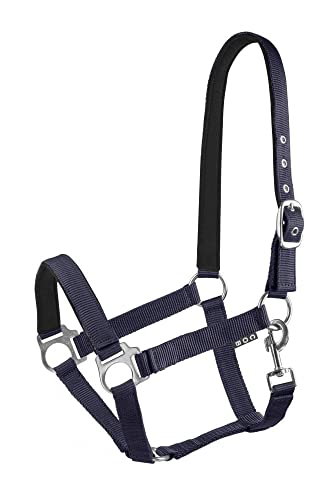 Start Halfter Pferd verstellbar – Nylon Halfter mit Polsterung – Größen: Pony, Cob, Warmblut – Komfortabel & Robust – Pferdehalfter für Stall & Weide (Dunkelblau, Pony) von START ENJOY THE RIDE