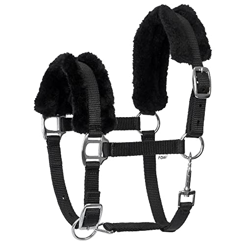 Start FoalMink Fohlenhalfter – Weiches, Verstellbares Ponyhalfter mit Kunstfell – Komfortables und Langlebiges Halfter für Fohlen & Ponys – Ideal für Stall, Weide & Training (Foal, Schwarz) von START ENJOY THE RIDE