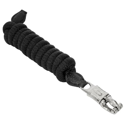 Start Führstrick Pferd 2 m - Sicherheit & Komfort - Panikhaken für Notfälle, weiches robust geflochtenes Material & eleganter Anbindestrick Glanz (Schwarz, Panikhaken) von START ENJOY THE RIDE