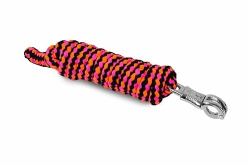 Start Führstrick Pferd 2 m – Stabiler Anbindestrick mit Panikhaken oder Karabiner, weiches Polyestergeflecht, farbig & stylisch (Schwarz/Neonorange/Neonrosa, Panikhaken) von START ENJOY THE RIDE