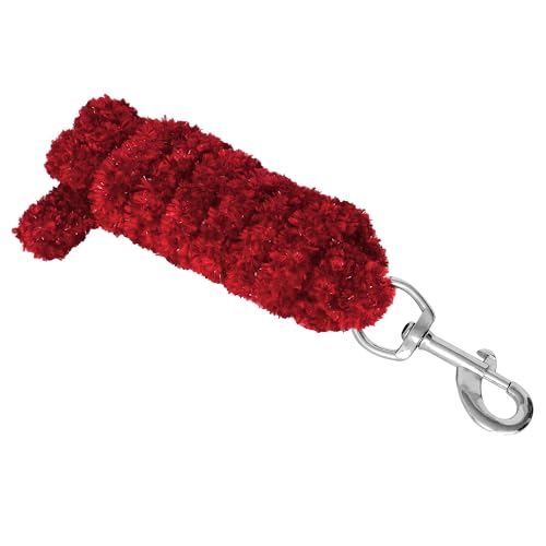 Start Führstrick für Pferde – 2m weiches Anbindestrick mit Karabinerhaken – Flauschiger Fluffy-Pferdestrick aus Nylon – ideal für Stall, Weide & Transport (Rot, Karabinerhaken) von START ENJOY THE RIDE
