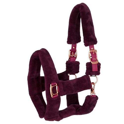 Start Halfter Plüsch mit Teddy-Kunstfell – weich gepolstert & verstellbar – Komfort Nylon Halfter für Pferde, robust, langlebig & pflegeleicht (Bordeaux, Full (Warmblut)) von START ENJOY THE RIDE