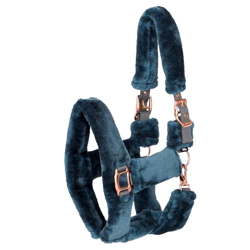 Start Halfter Plüsch mit Teddy-Kunstfell – weich gepolstert & verstellbar – Komfort Nylon Halfter für Pferde, robust, langlebig & pflegeleicht (Grau, Pony) von START ENJOY THE RIDE