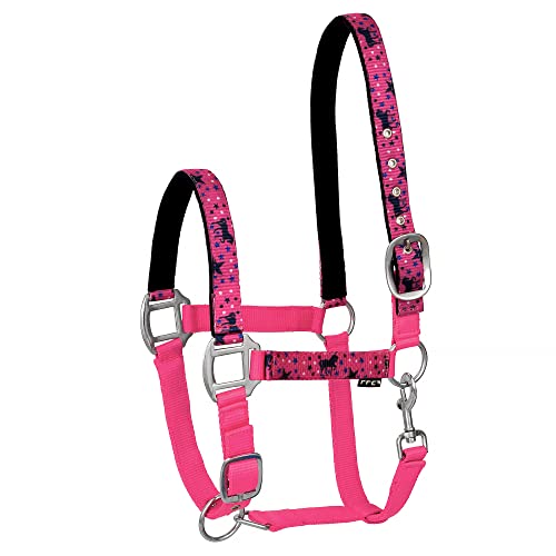 Start Horses&Stars Halfter für Pferde Vollblut, Pony – Stallhalfter mit zweistufiger Verstellung - Kinn und Genickstück – Weidehalfter, Pferd Halfter Warmblut neoprengefüttert (Rosa, Pony) von START ENJOY THE RIDE