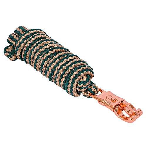 Start Langlebiger Führstrick Pferd 2m – Strapazierfähiger Pferdestrick mit Panikhaken – Anbindestrick für Pony, Esel, Ziege – Weiches & Reißfestes Anbindeseil (Smaragd/Rosegold, Panikhaken) von START ENJOY THE RIDE