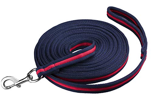 Start Longierleine für Reitsport – Pferdelonge 8 m aus Nylon – Softlonge mit Handschlaufe & Karabiner – rutschfeste Longe für Pferd – Robuste Longierleine für Training (Marine/Rot) von START ENJOY THE RIDE