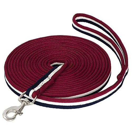Start Longierleine für Reitsport – Pferdelonge 8 m aus Nylon – Softlonge mit Handschlaufe & Karabiner – rutschfeste Longe für Pferd – Robuste Longierleine für Training (Navy/Weiß/Burgund) von START ENJOY THE RIDE