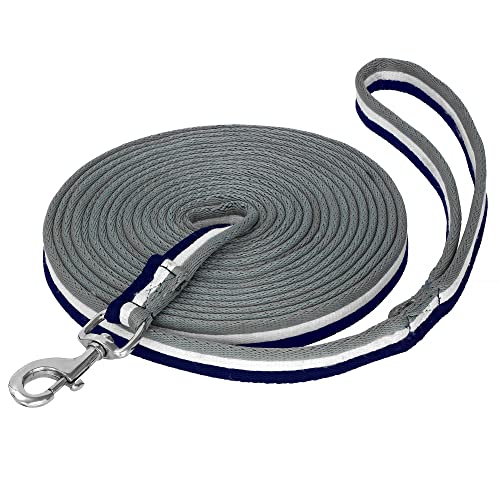 Start Longierleine für Reitsport – Pferdelonge 8 m aus Nylon – Softlonge mit Handschlaufe & Karabiner – rutschfeste Longe für Pferd – Robuste Longierleine für Training (Navy/Weiß/Grau) von START ENJOY THE RIDE