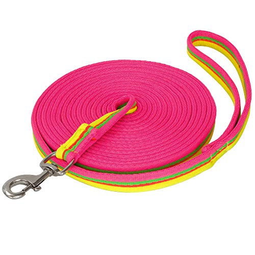 Start Longierleine für Reitsport – Pferdelonge 8 m aus Nylon – Softlonge mit Handschlaufe & Karabiner – rutschfeste Longe für Pferd – Robuste Longierleine für Training (Neonpink/Neongrün-orange) von START ENJOY THE RIDE