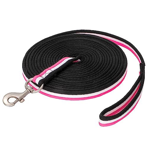 Start Longierleine für Reitsport – Pferdelonge 8 m aus Nylon – Softlonge mit Handschlaufe & Karabiner – rutschfeste Longe für Pferd – Robuste Longierleine für Training (Neonpink/Weiß/Schwarz) von START ENJOY THE RIDE