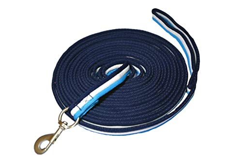Start Longierleine für Reitsport – Pferdelonge 8 m aus Nylon – Softlonge mit Handschlaufe & Karabiner – rutschfeste Longe für Pferd – Robuste Longierleine für Training (Petrolblau/Weiß/Dunkelblau) von START ENJOY THE RIDE