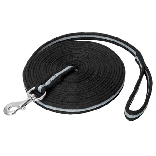 Start Longierleine für Reitsport – Pferdelonge 8 m aus Nylon – Softlonge mit Handschlaufe & Karabiner – rutschfeste Longe für Pferd – Robuste Longierleine für Training (Schwarz/Grau) von START ENJOY THE RIDE