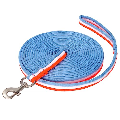 Start Longierleine für Reitsport – Pferdelonge 8 m aus Nylon – Softlonge mit Handschlaufe & Karabiner – rutschfeste Longe für Pferd – Robuste Longierleine für Training (Orange/Weiß/Türkis) von START ENJOY THE RIDE