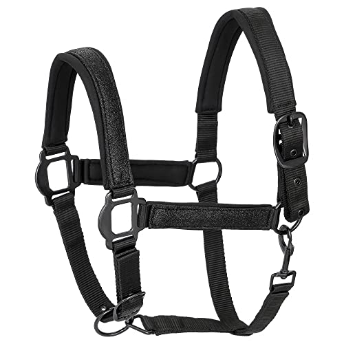 Start Weiches Pferdehalfter mit Neoprenpolsterung – Verstellbares Nylon Halfter für Pferd – Weidehalfter & Stallhalfter – Reißfest & Komfortabel (Cob (Vollblut), Schwarz) von START ENJOY THE RIDE